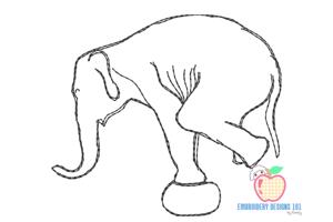 An Elephant Trying To Balance On The Ball Running Line