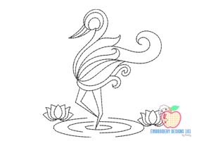 Sketch Of The Swan In Lineart Running Line