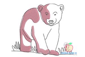 Grizzly Bear Cub Walking in the Jungle Sketch Embroidery