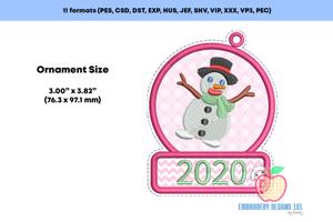 Snowman in Circle Ornament Embroidery