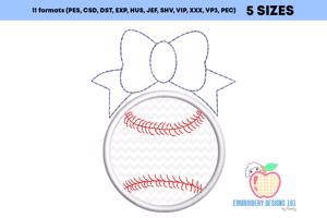 Baseball with Bow Applique Pattern