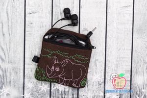 Rhinoceros Lineart Zipper Bag 4x4 ITH