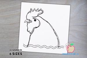 Rooster Head Line Art