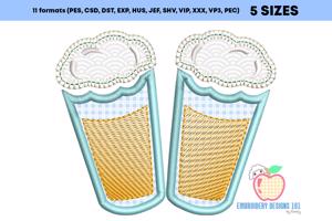 Beer Glasses Applique Design