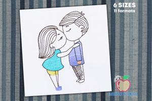 Girl Kissing Boy Quick Stitch