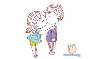Girl Kissing Boy Quick Stitch