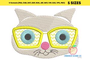 Happy Cat Wearing Sunglasses Applique