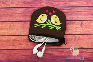 Love Birds Zipper Bag 4x4 ITH