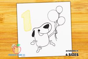 A Dog Running With The Balloons Quick Stitch