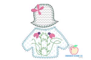 Dress Of Girl With Hat Applique