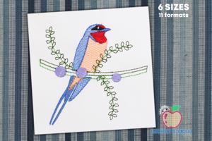 Small Swallow Bird Sketch Embroidery