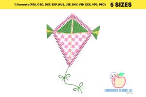 Colorful Flying Kite Applique Design