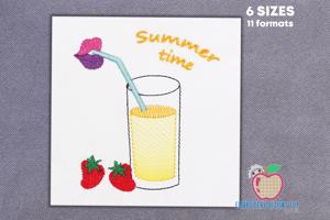 A Fresh Glass Of Juice For Summer Time Sketch Embroidery