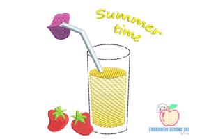 A Fresh Glass Of Juice For Summer Time Sketch Embroidery