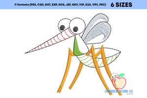 A Mosquito With The Colors Sketch Embroidery