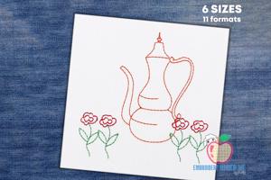 Beautiful Antique Tea Pot Line Art