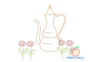 Beautiful Antique Tea Pot Line Art
