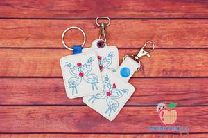 Valentine Heart Flamingo ITH KeyFob Snaptab