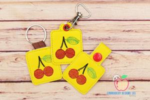 Organic cherry with leaf ITH Keyfob Design