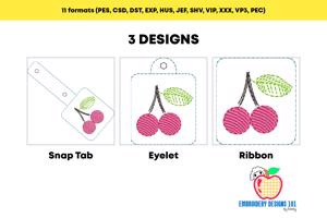 Organic cherry with leaf ITH Keyfob Design