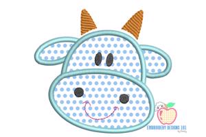 Cute Cow Head Embroidery Applique