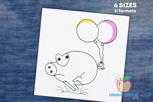 A Pig Sitting With The Balloons Quick Stitch