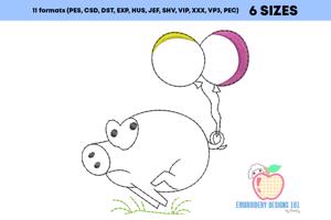 A Pig Sitting With The Balloons Quick Stitch