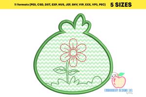 Spring Flower Inside The Round Embroidery Design