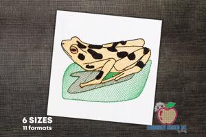 Black Spotted Frog Sketch Embroidery