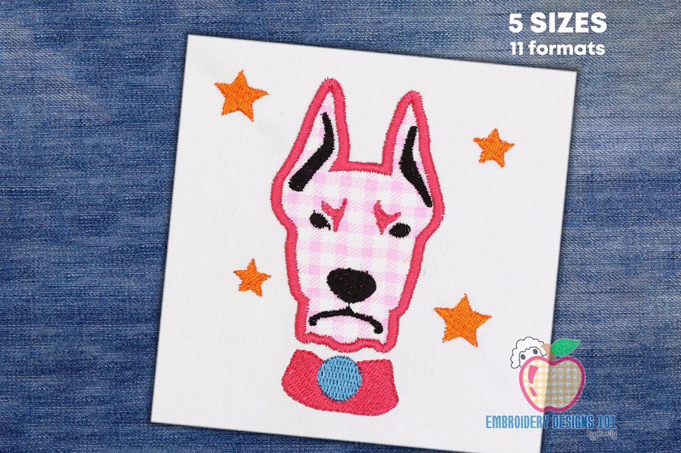 Doberman Dog Face Applique