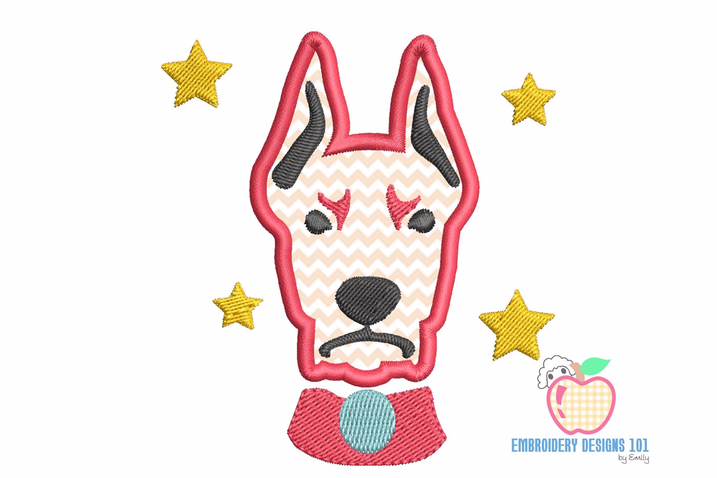 Doberman Dog Face Applique