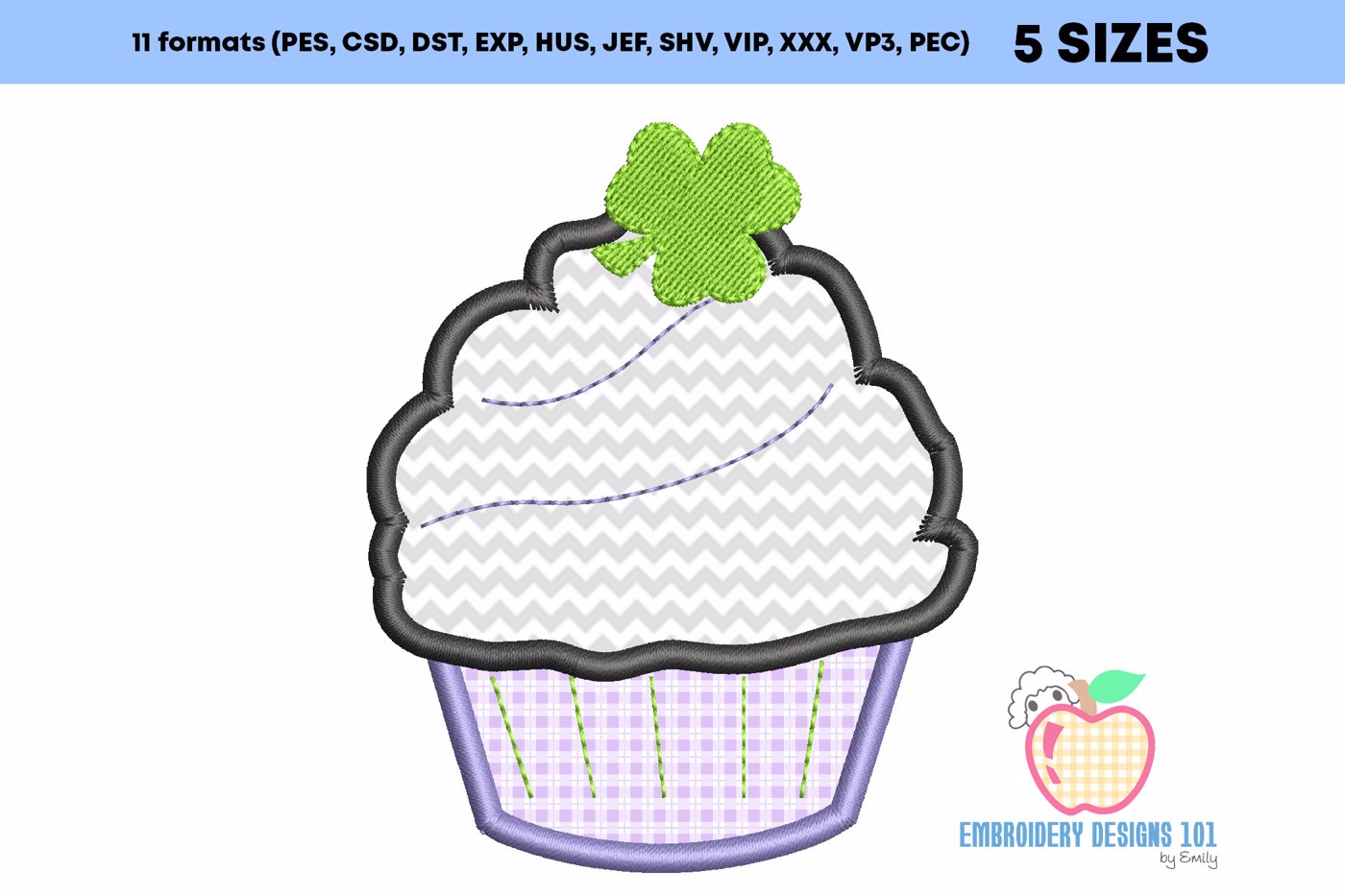 Shamrock Cupcake Applique Pattern