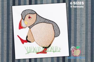 Puffin Sketch Embroidery