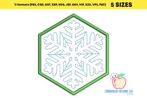 Snow Flake In A Hexagon In Pink Embroidery Design