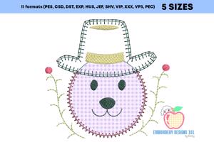 Face Of The Dog With Hat Embroidery Applique Designs