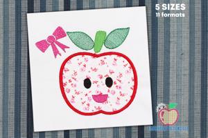 Apple with Bow Applique for Kids