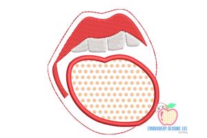 Lips and tongue Applique Design