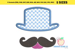 Mustache And Hat Applique