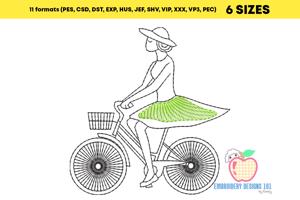 Woman On Bicycle Quick Stitch