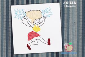 A Beautiful Cheerleader Sketch Embroidery