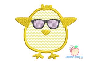 A Cute Chick With Glasses Apllique for Kids