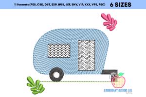 Mini Camper With leaf design Quick Stitch