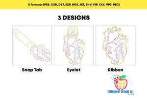 Heart Shape ITH Key Fob Pattern