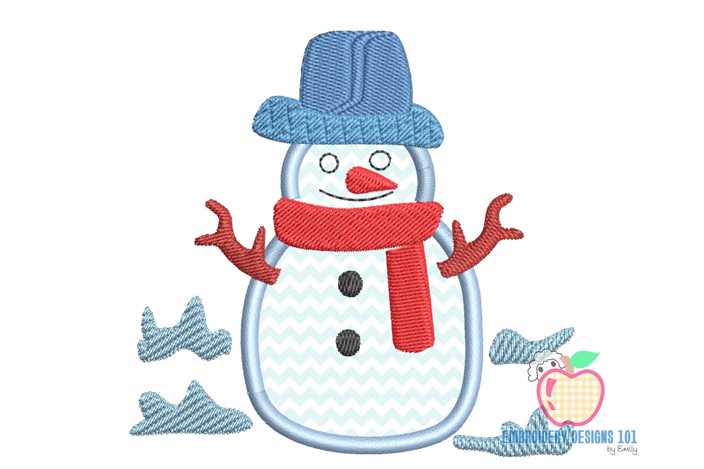 Snowman with Hat and Scarf Applique