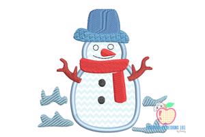 Snowman with Hat and Scarf Applique