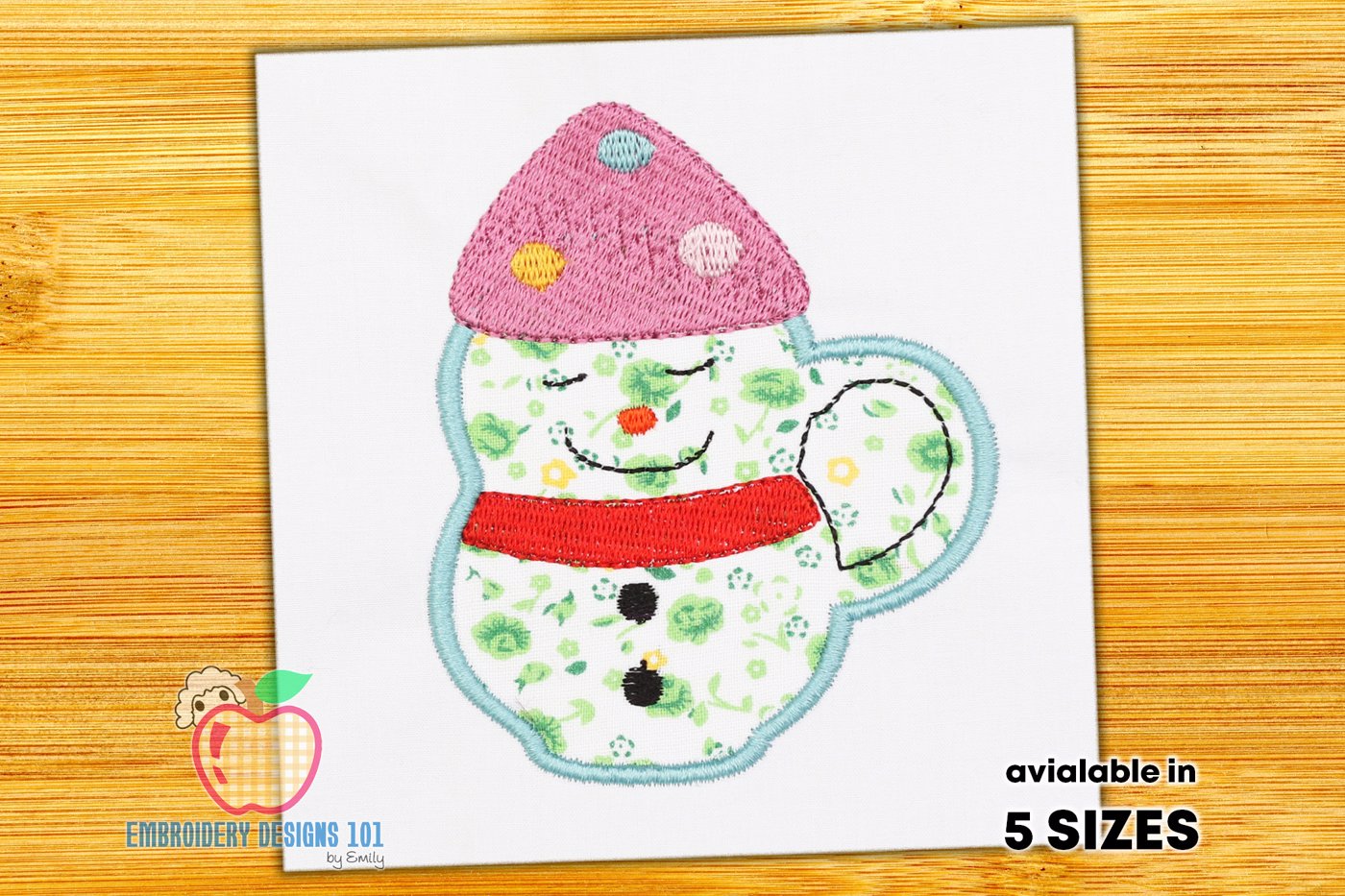 Snow Man Mug Embroidery Design