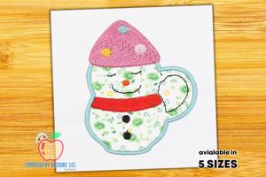 Snow Man Mug Embroidery Design