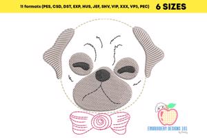 Cute Pug dog Face Quick Stitch