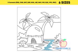 Riverside House Sketch Embroidery