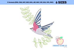 Swallow Bird Sketch Embroidery